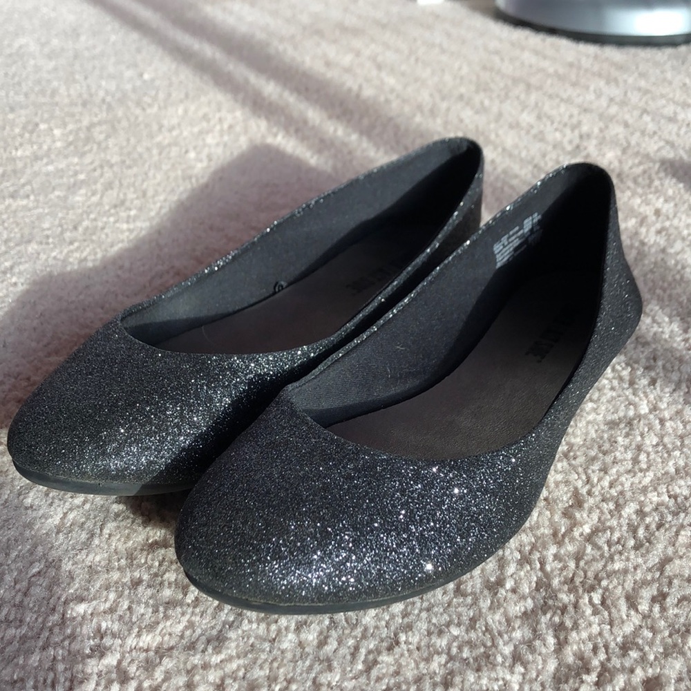 Black Glitter Flats
